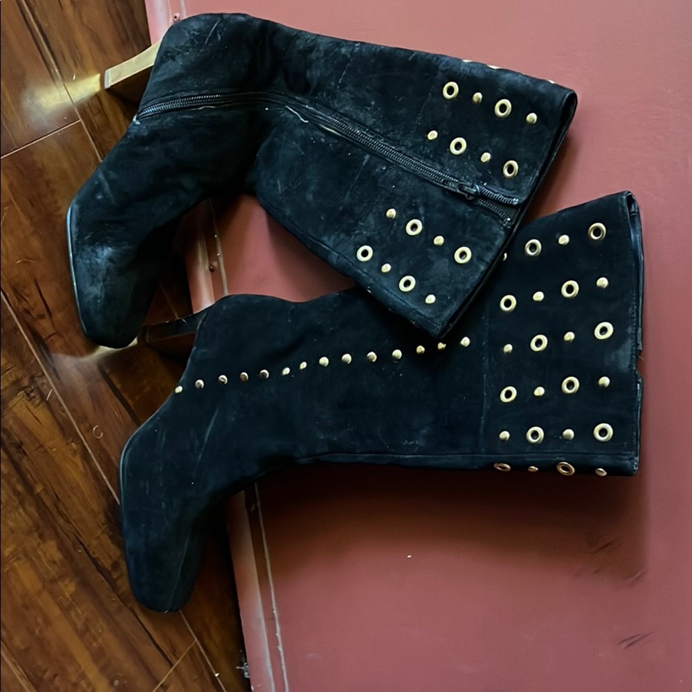 Chic Black Boots with Gold Accents